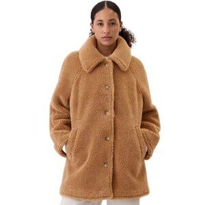 GAP Sherpa Coat XL Oversized Button Front Fleece Jacket with Pockets Beige -NEW